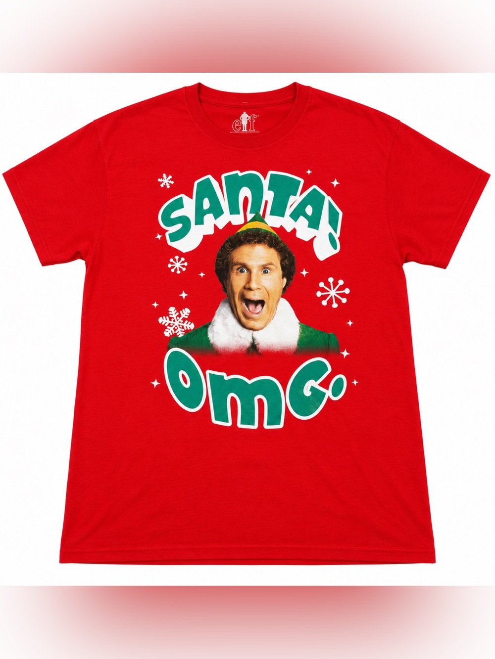 Elf Buddy the Elf Santa OMG Christmas Graphic T-Shirt Red Size Large L